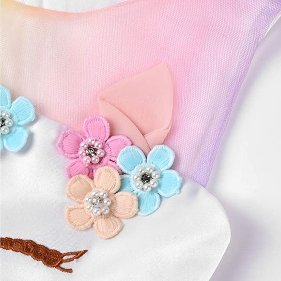 NWT Ohlover Little Girls Unicorn Party Dress Princess Flower Costume Set - Picture 7 of 10